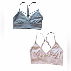 Lululemon Strappy Sports Bra Bundle Green/Gray and Soft Pink Size 4